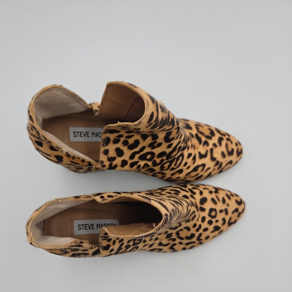 Steve Madden Rockstar Cow Hair Leopard Booties Size 9.5  Excellent Condition - Picture 2 of 8